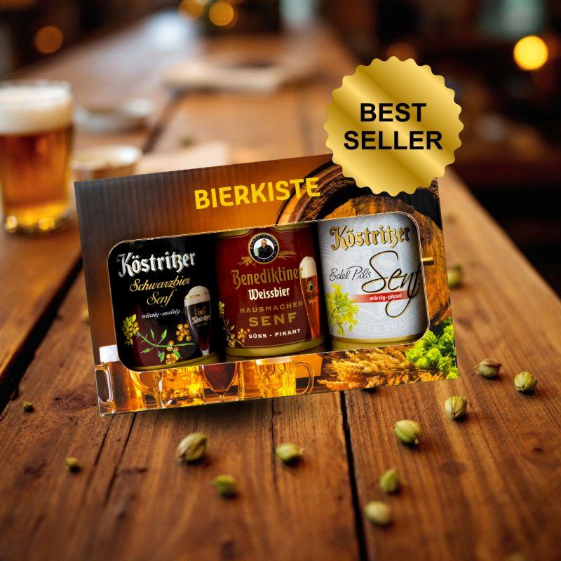 "Bierkiste" 3er Set Senf